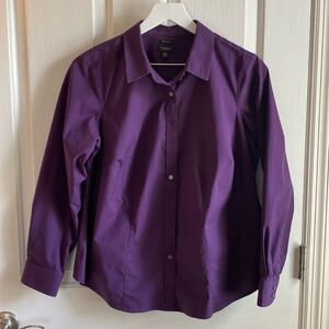TALBOTS - Purple long sleeved cotton blend wrinkle resistant 12WP blouse